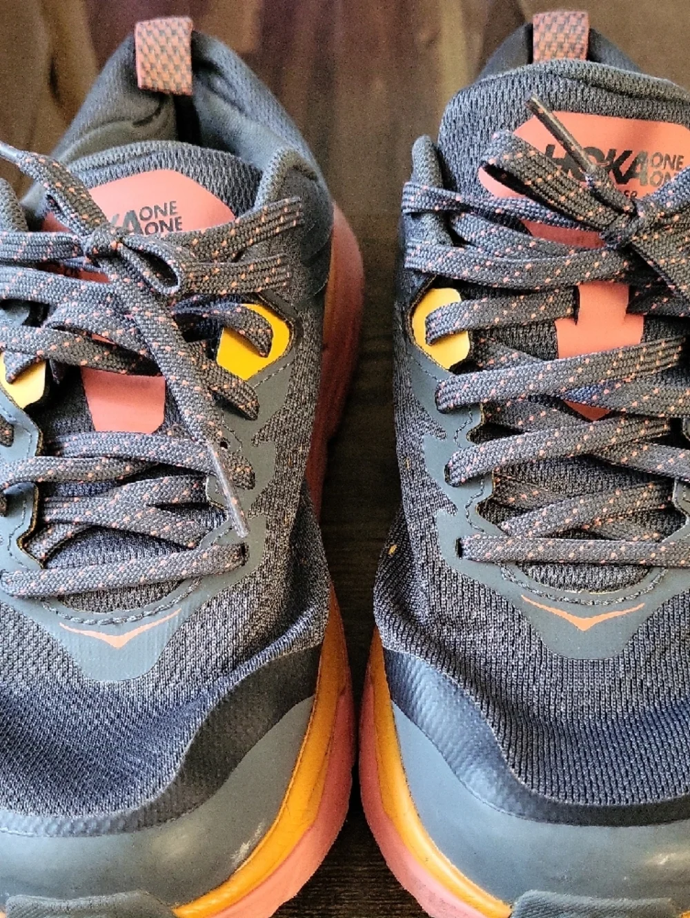 Hoka One One Gray Running Shoes with Coral And Orange Accents - Picture 12 of 12